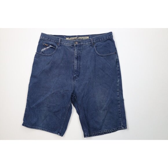 Vintage 90s Streetwear Mens 38 Faded Baggy Fit Hip Hop Denim Jean Shorts Blue - Picture 1 of 15